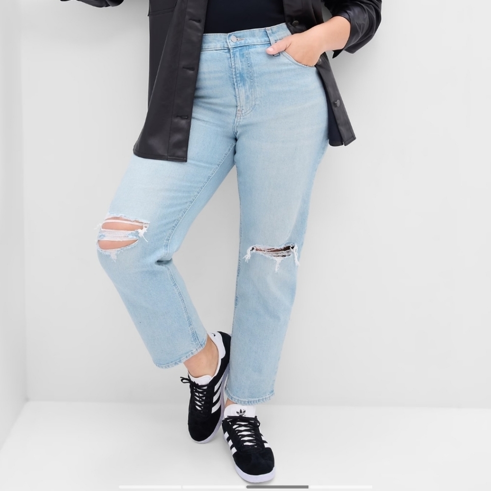 NWT High Rise Destructed '90s Original Straight Jeans Gap size 16/33